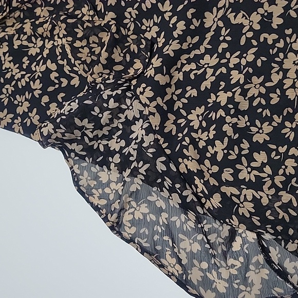 Tommy Hilfiger Black and Tan Romantin Whimsy Floral Chiffon Ruffle Dress - Picture 5 of 11